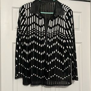 Women’s Black and White Leather and Mesh Jacket Size Large